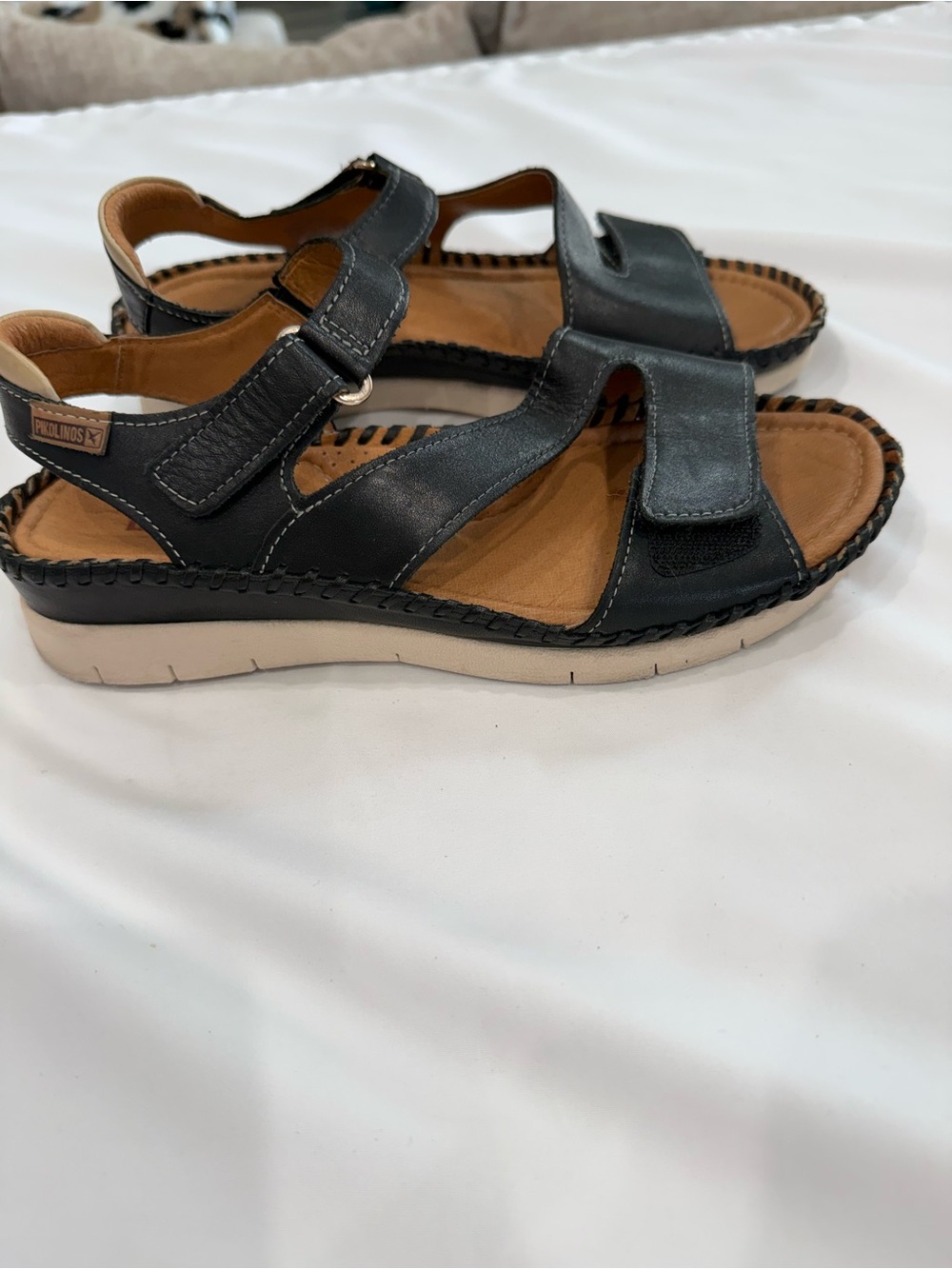 PIKOLINOS ALtea Leather Hand Stitched Adjustable Hoop & Loop Strap Sandls - Picture 2 of 9